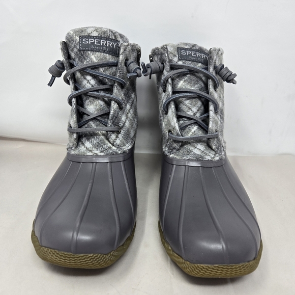 Sperry Top-sider Womens Saltwater Plaid Wool Blend Duck Boots Sz 9.5 Waterproof - Picture 2 of 16